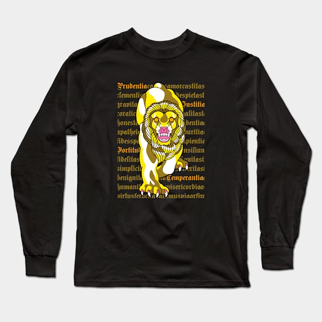 Golden Lion Long Sleeve T-Shirt by ManicMonkeyPix